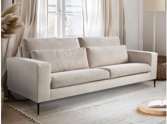 Trojmiestna pohovka Romeo, béžová štruktúrovaná látka