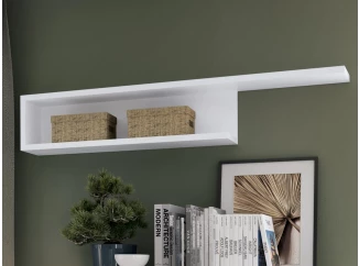 Nástenná polica s priehradkou Lyon 140 cm, biela/biela lesk