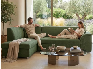 Rohová sedacia súprava Bernett, smaragdovo zelená látka