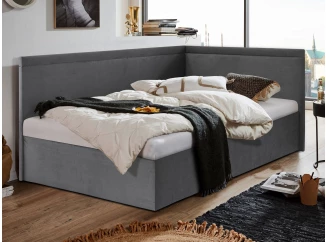 Rohová posteľ Travis pravá 120x200, šedá látka