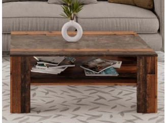 Konferenčný stolík Pico,  tmavý betón/vintage optika dreva