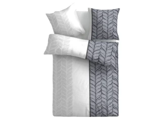 Obliečky Nobles 140x220 cm, bavlnený satén, biela/sivá/modrá