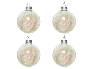 Vianočné ozdoby 4 ks priehľadné sklenené gule, 7 cm