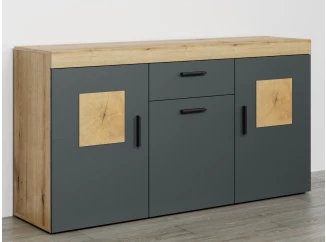 Komoda so šuplíkom Tyler 160 cm, antracit/dub evoke