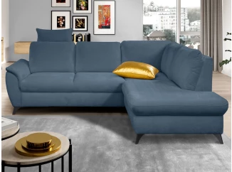 Rohová sedacia  súprava Geneva, zafírovo modrá látka, pravý roh