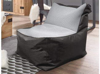 Sedací vak Carole, čierna látka/svetlo šedá tkanina