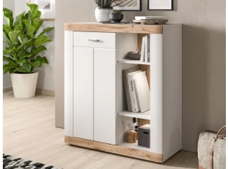 Skrinka s priehradkami Laredo, 91 cm, biela/dub nox