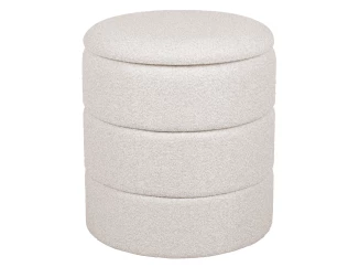 Okrúhly taburet s úložným priestorom Picardo, krémovo-béžová látka