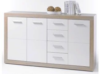 Komoda Cancan 3, dub sonoma/lesklá biela