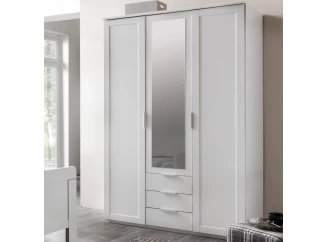 Šatníková skriňa Nadja, 135 cm, biela/zrkadlo