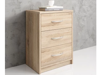 Nočný stolík s 3 zásuvkami Pepe, dub sonoma