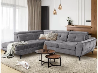 Rohová sedacia súprava Sergio, dymovo šedá látka, ľavý roh
