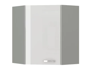 Horná rohová kuchynská skrinka Bianka 60/60 cm, biely lesk