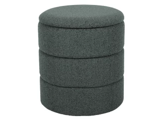 Okrúhly taburet s úložným priestorom Picardo, šedo-zelená látka