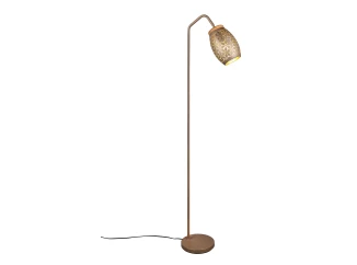 Stojacia lampa Bidar, medený kov/drevo