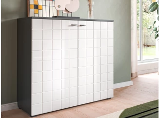 Skrinka 2-dverová Monty, 92 cm, antracit/biely lesk