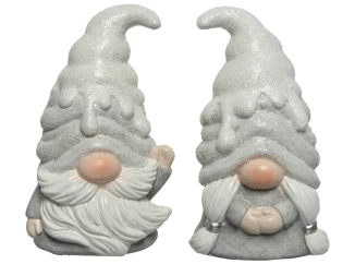 Dekoračná soška (2 druhy) Vianočný škriatok, strieborný