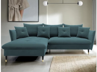 Rohová sedacia súprava Glam, petrolejová látka, ľavý roh