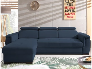 Rohová sedacia súprava Umbria, námornícka modrá látka, ľavý roh