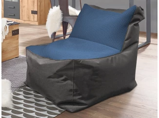 Sedací vak Carole, čierna látka/modrá tkanina