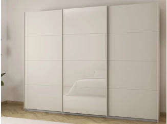 Šatníková skriňa Kulmbach, šírka 271 cm/výška 229 cm, béžová/sklo