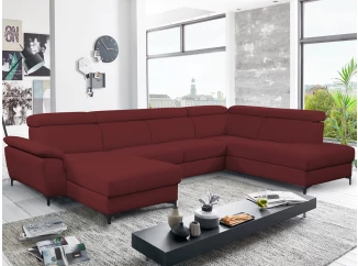 Sedacia súprava Braga 3A, tmavo červená látka, tvar ľavé U