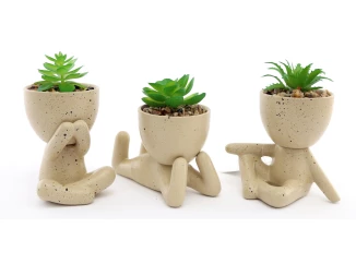 Umelý sukulent (1 ks) v kvetináči, béžový (3 druhy)