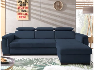 Rohová sedacia súprava Umbria, námornícka modrá látka, pravý roh