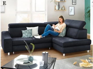 Rohová sedacia súprava Brico, tmavomodrá látka, pravý roh