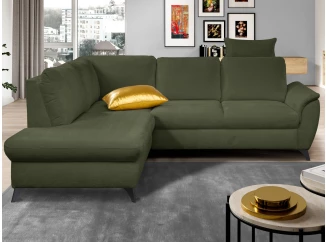 Rohová sedacia súprava Geneva, smaragdovo zelená látka, ľavý roh