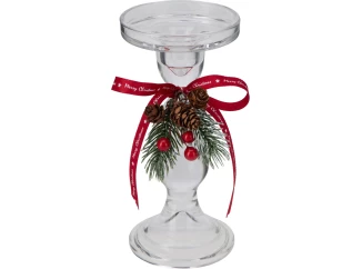 Vianočný svietnik 8x17,8 cm, sklo