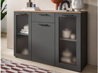 Komoda so šuplíkom Niklas, 120 cm, šedá/dub artisan