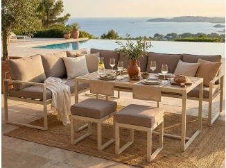 Jedálenská zostava záhradného nábytku Grosseto, béžová