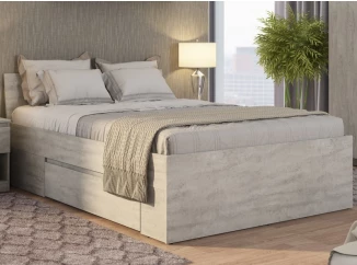 Posteľ so zásuvkami Carlos 140x200, šedý beton