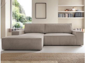 Rohová sedacia súprava Fiorina M, béžová štruktúrovaná látka, ľavý roh