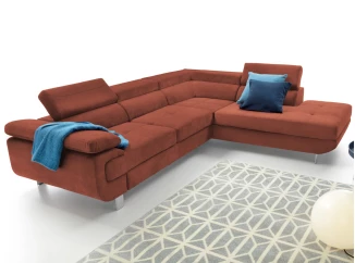 Rohová sedacia súprava Lotos, terakota látka, pravý roh