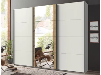 Šatní skříň Bern, šířka 225 cm/výška 208 cm, bílá/dub artisan