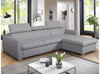 Rohová sedacia súprava Pedro Mini, svetlo šedá látka, pravý roh