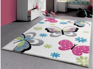 Koberec Diamond 120x170 cm, motív motýľov , krémový