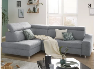 Rohová sedacia súprava Brico, svetlo šedá látka, ľavý roh