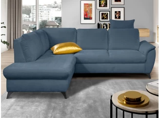 Rohová sedacia  súprava Geneva, zafírovo modrá látka, ľavý roh