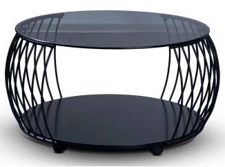 Okrúhly konferenčný stolík Shanghai, 80 cm, čierny/sivý