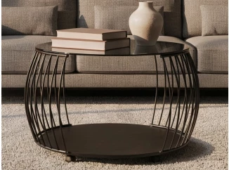 Okrúhly konferenčný stolík Shanghai, 80 cm, čierny/sivý