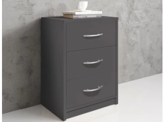 Nočný stolík s 3 zásuvkami Pepe, šedý grafit