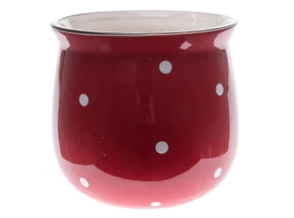 Obal na kvetináč Bodkovaný 12,5 cm, červeno-biely