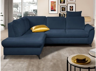Rohová sedací souprava Geneva, oceánská modrá látka, ľavý roh
