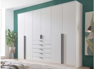 Šatníková skriňa so zásuvkami Marc, 270 cm, biela