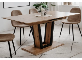 Rozkladací jedálenský stôl Laria 160x90 cm, dub artisan/čierny