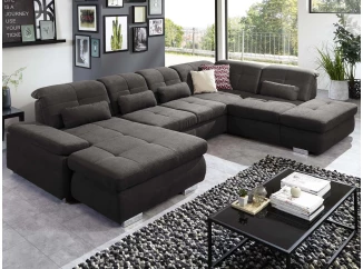 Sedacia súprava Alvaro, tvar U, antracitová látka, bez rozkladu