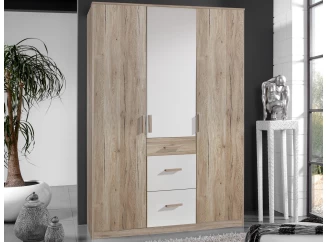Šatníková skriňa Cariba, 135 cm, dub san remo/biela
